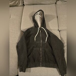 Pacsun Denim Bomber w/ Sherpa Hood Black